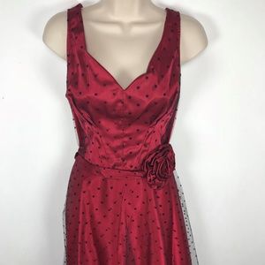 Stop Staring Red Satin Overlay Dress NWT